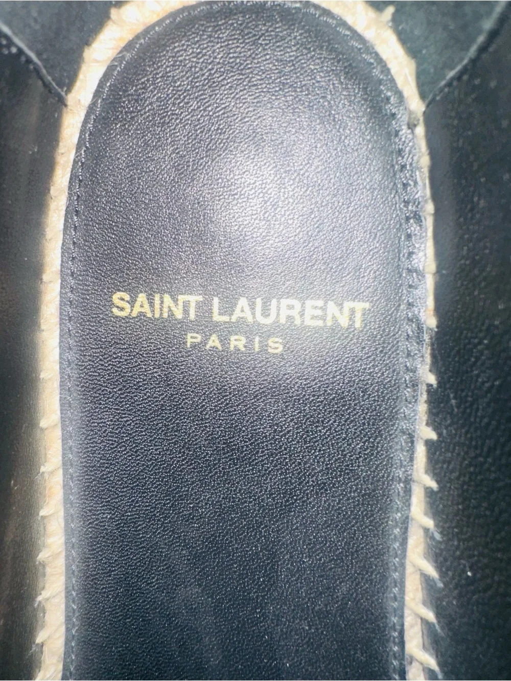 Saint Laurent Beige Leather Espadrille Slip-Ons
